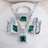 Daiiibabyyy Fashion Women Silver 925 Bridal Jewelry Sets Zircon Costume Jewellery Wedding Party Rings Bracelets Pendant Earrings Necklace