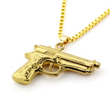 DAIIIBABYYY  -  Wholesale Fashion Mens Boys Necklaces Hand Pistol Gun Pendant Necklace Men Biker Black Gold-color Hip Hop Colar Jewelry
