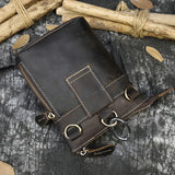 DAIIIBABYYY  -  Crazy Horse Leather Waist Belt Bag Multifunction Casual Daily wait pack Small Messenger Shoulder Bag mini Designer Phone Pouch