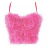 Daiiibabyyy Women Crop Tops  New Summer Cropped Tops Vest Tank Party Club Feather Sexy Tops Women Bra Push Up Bustier Female Tops