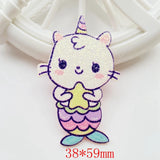 Daiiibabyyy 6Pcs Glitter  Mixed Unicorn / Mermaid Patch Applique Fabric For Craft/Clothes/Wedding DIY Scrapbooking Accessories G73