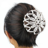 DAIIIBABYYY  - Women Girls HandMade Crochet Pearl Mesh Elastic Hair Nets Ballet Dancing Snood Net Hair Bun Covers for Ladies Hair Accessories