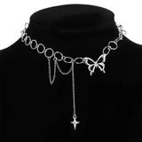DAIIIBABYYY   -  Bohemian Cute Butterfly Choker Multilayer Necklace for Women Gold Silver Color Clavicle Chain Vintage Statement Chic Jewelry