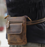DAIIIBABYYY  -  Crazy Horse Leather Waist Belt Bag Multifunction Casual Daily wait pack Small Messenger Shoulder Bag mini Designer Phone Pouch