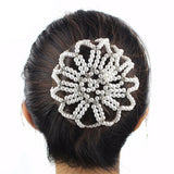 DAIIIBABYYY  - Women Girls HandMade Crochet Pearl Mesh Elastic Hair Nets Ballet Dancing Snood Net Hair Bun Covers for Ladies Hair Accessories