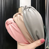 DAIIIBABYYY  -  Cross-border European and American hot style PU imitation leather knotted headband Fashion twisted wide-brimmed headband