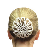 DAIIIBABYYY  - Women Girls HandMade Crochet Pearl Mesh Elastic Hair Nets Ballet Dancing Snood Net Hair Bun Covers for Ladies Hair Accessories
