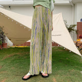 DAIIIBABYYY  -   Origami Green Pleated Pants Korean Fashion Bottoms High Waist Loose Colorful Wide Leg Pant Cyber Y2k Trousers Women