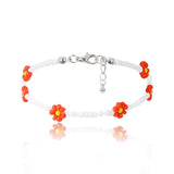 DAIIIBABYYY  -  Kpop Flower Anklet Bracelet Women  Fashion Colorful Seed Beads Chain Charm Bracelet On The Leg Boho Jewelry
