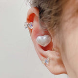 DAIIIBABYYY  -  1PC Bow-knot Helix Piercing Cartilage Earring Stainless Steel Colorful Acrylic Heart Ear Stud Tragus 16G Gauge Body Jewelry