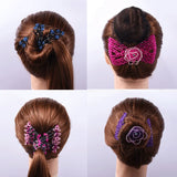 Daiiibabyyy  DIY Women Elastic Magic Hair Combs Vintage Hair Clip Claw Bun Maker Tools Hairstyle Fashion Pearl Beads Hairdo Hair Accessories
