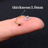 DAIIIBABYYY  -  1pcs New Style Stainless Steel Ear Piercing Cz Stud Earrings Snake Moon Round Ball Arc Cartilage Helix Conch Screw Back Earring