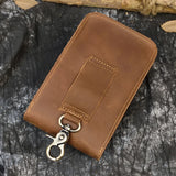 DAIIIBABYYY  -  Real Leather men Casual Small Waist Bag Cowhide Fashion Hook Bag Waist Belt Pack Cigarette Case 5.5" Phone Pouch