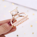 DAIIIBABYYY  - 1Pcs Simple Geometric Hollow Small Hair Claw For Women Girls Clamps Hair Crab Metal Hair Clip Claw Accessories Headwear