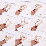 DAIIIBABYYY  - 1Pcs Simple Geometric Hollow Small Hair Claw For Women Girls Clamps Hair Crab Metal Hair Clip Claw Accessories Headwear