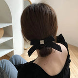 DAIIIBABYYY  -  All-match Hepburn black ~ hairpin French Korean Dongdaemun hairpin headdress ins wild bow with diamond hair accessories