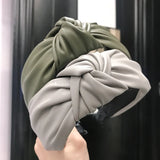 DAIIIBABYYY  -  Cross-border European and American hot style PU imitation leather knotted headband Fashion twisted wide-brimmed headband