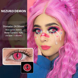 Daiiibabyyy  2Pcs/Pair Color contact lenses Cosplay Anime accessories Lenses anime White lenses Nezuko Pink Lens Halloween Eye Contact