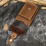 DAIIIBABYYY  -  Real Leather men Casual Small Waist Bag Cowhide Fashion Hook Bag Waist Belt Pack Cigarette Case 5.5" Phone Pouch