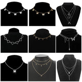 DAIIIBABYYY   -  Bohemian Cute Butterfly Choker Multilayer Necklace for Women Gold Silver Color Clavicle Chain Vintage Statement Chic Jewelry