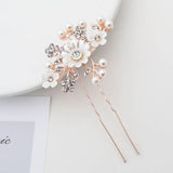DAIIIBABYYY  - 1pc Bridal Hairpins Wedding Pearl Flower Crystal Bridesmaid Hair Pins metal gift women girl Hairdressing Hair Accessories