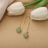 Daiiibabyyy Hetian Jade Ear Line Transfer Safe Buckle Chinese Style Earrings Female Summer Temperament Ancient Style Net Red Dropship