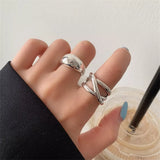 Daiiibabyyy 925 Sterling Silver Irregular Water Droplets Cross Ring Female Simple Retro Style Handmade Jewelry