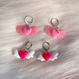 Daiiibabyyy  Y2K Accessories Peach Heart Crystal Wing Earrings Harajuku Kawaii Aesthetic Pink Earring for Women 2000s Fashion Jewelry Korean