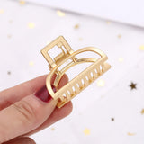 DAIIIBABYYY  - 1Pcs Simple Geometric Hollow Small Hair Claw For Women Girls Clamps Hair Crab Metal Hair Clip Claw Accessories Headwear
