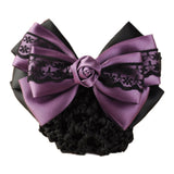 DAIIIBABYYYY  -  New Floral Lace Satin Bow Hair Net Barrette Bank Staff Flight Attendant Nurses Satin Hair Clip Net Snood Women Hair Accessories