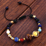 Daiiibabyyy Universe Galaxy Eight Planets Solar System Guardian Star Natural Stone Beads Bracelet Bangle  Adjustable For Women Men Unisex