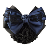 DAIIIBABYYYY  -  New Floral Lace Satin Bow Hair Net Barrette Bank Staff Flight Attendant Nurses Satin Hair Clip Net Snood Women Hair Accessories