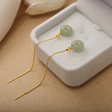 Daiiibabyyy Hetian Jade Ear Line Transfer Safe Buckle Chinese Style Earrings Female Summer Temperament Ancient Style Net Red Dropship