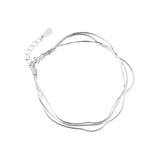 Daiiibabyyy 925 Sterling Silver Fashion Small Fresh Multi-layer Snake Bone Anklet Temperament Women Fine Jewelry Accessories
