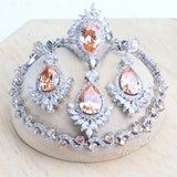 Daiiibabyyy Champagne CZ Jewelry Sets For Women 925 Sterling Silver Jewelry Earrings Necklace Set Ladies Wedding Rings Bracelets Pendant