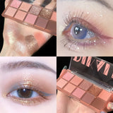 Daiiibabyyy Pressed Matte Glitter Eyeshadow Palette Waterproof Long-lasting Eyeshadow Pigment Diamond Shimmer Nude Shiny Makeup 10 Colors