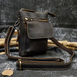 DAIIIBABYYY  -  Crazy Horse Leather Waist Belt Bag Multifunction Casual Daily wait pack Small Messenger Shoulder Bag mini Designer Phone Pouch