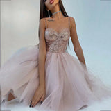 Daiiibabyyy  Women Pleated Slim Formal Party Pink Dress Fashion Tulle Strapless Mesh A-Line Dress Fairy Princess Prom Sling Mini Dresses