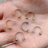 DAIIIBABYYY  -  1pcs New Style Stainless Steel Ear Piercing Cz Stud Earrings Snake Moon Round Ball Arc Cartilage Helix Conch Screw Back Earring