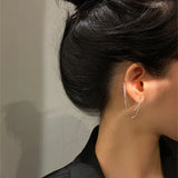 DAIIIBABYYY  -  1 Pc Multi Layer Chain Earrings Long Tassel Piercing Stud Earring Ear Cuff Women's Clip Earrings  Silver Color Ear Jewelry
