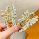 Daiiibabyyy Female Medium Retro Claw Clip Powerful Crab Hair Clip Fashion All-match Pearl Butterfly Rhinestone Top Clip Headdress