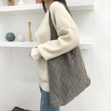 Daiiibabyyy Female Woolen Knitted Braid Criss Cross Handbag Teenager Crochet Winter Korean Fashion Retro Chic Big Capacity Over Shoulder Bag