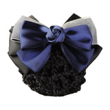 DAIIIBABYYYY  -  New Floral Lace Satin Bow Hair Net Barrette Bank Staff Flight Attendant Nurses Satin Hair Clip Net Snood Women Hair Accessories