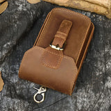 DAIIIBABYYY  -  Real Leather men Casual Small Waist Bag Cowhide Fashion Hook Bag Waist Belt Pack Cigarette Case 5.5" Phone Pouch