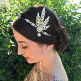 Daiiibabyyy  Art Deco Women 1920s Vintage Bridal Headpiece Costume Hair Accessories Flapper Great Gatsby Leaf Medallion Pearl Headband