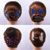 Daiiibabyyy  DIY Women Elastic Magic Hair Combs Vintage Hair Clip Claw Bun Maker Tools Hairstyle Fashion Pearl Beads Hairdo Hair Accessories