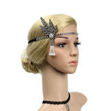 Daiiibabyyy  Art Deco Women 1920s Vintage Bridal Headpiece Costume Hair Accessories Flapper Great Gatsby Leaf Medallion Pearl Headband