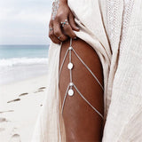 Daiiibabyyy Fashion Retro Women Jewelry Sex Exaggeration Summer Beach Multilayer Leg Chain Boho Ethnic Tassel Coin Body Chain Foot Jewelry