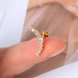 DAIIIBABYYY  -  1pcs New Style Stainless Steel Ear Piercing Cz Stud Earrings Snake Moon Round Ball Arc Cartilage Helix Conch Screw Back Earring