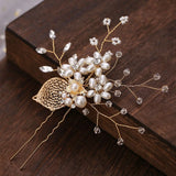 DAIIIBABYYY  - 1pc Bridal Hairpins Wedding Pearl Flower Crystal Bridesmaid Hair Pins metal gift women girl Hairdressing Hair Accessories